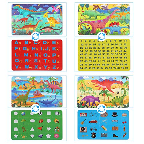 Herefun 4 Pcs Puzzle Legno, Puzzle di Legno