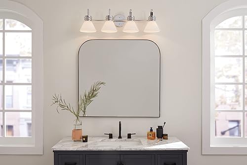 Miniatura 10 de Kichler Farum - Tocador de 4 luces de 34 pulgadas con cristal de ópalo en cromo