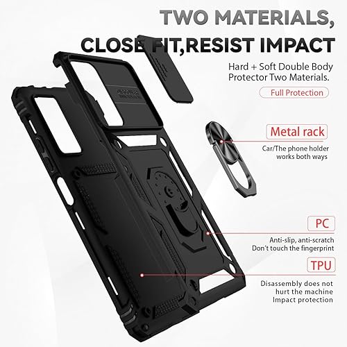 Miniatura 3 de Yodueiv Funda para Redmi Note 11 Pro 4G5GRedmi Note 11E Pro con protector de pantalla de vidrio templado y cubierta de cámara deslizante, anillo