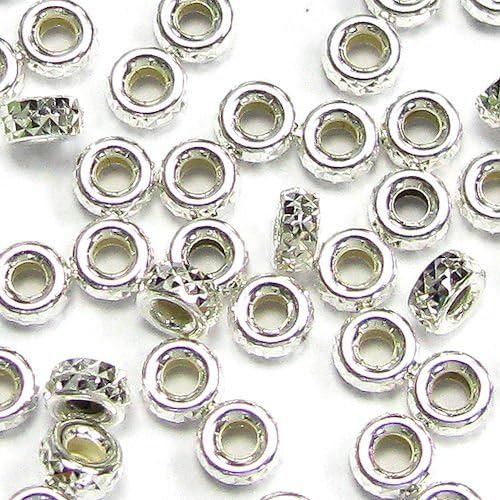 10 pcs .925 Sterling Silver Pyramid Cut Rondelle Bead Spacer 3mm 4mm /Findings/Bright