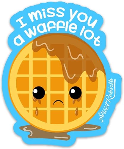Calcomanía con texto en inglés "I Miss You A Waffle Lot - Vinilo impermeable de 4 pulgadas - Te amo", calcomanías de vinilo, calcomanía para laptop,
