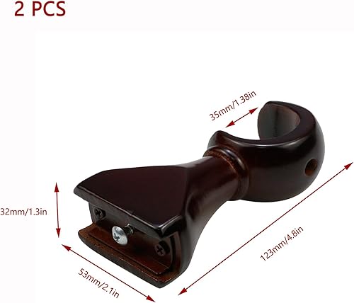 Miniatura 2 de 2 soportes de barra de cortina de madera de 1.378 in1.37 pulgadas de diámetro, soporte de barra de cortina antiguo resistente para poste de 1-25