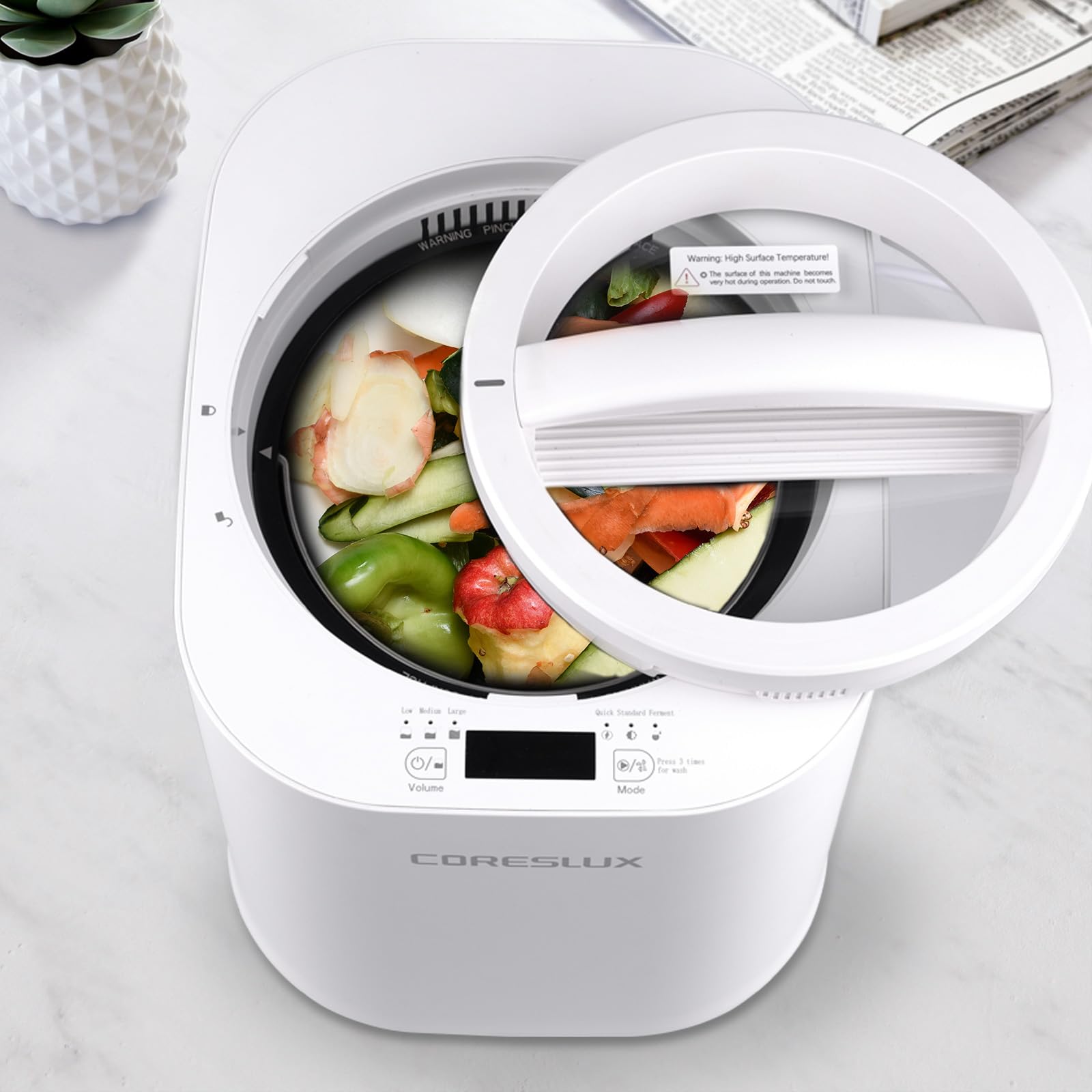 Coperchio per compostiera elettrica CORESLUX, coperchio per compostiera intelligente, 1 pezzo, bianco