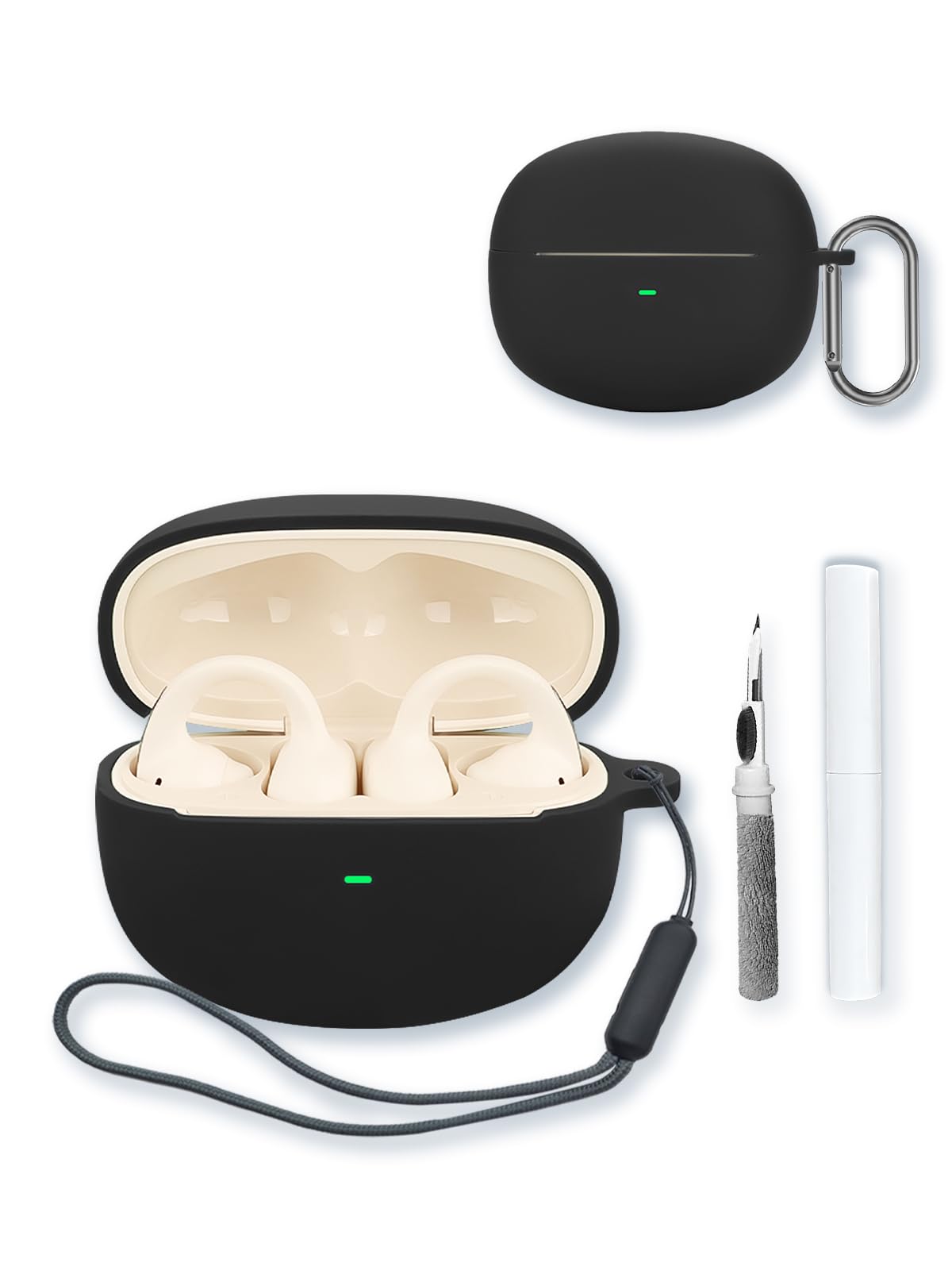 Case for Baseus Bowie MC1 Open Ear Clip-On Earbuds,Soft Protective,BOVUGAC Silicone Case Cover with Keychain & Cleaning Kit & Lanyard for Baseus Bowie