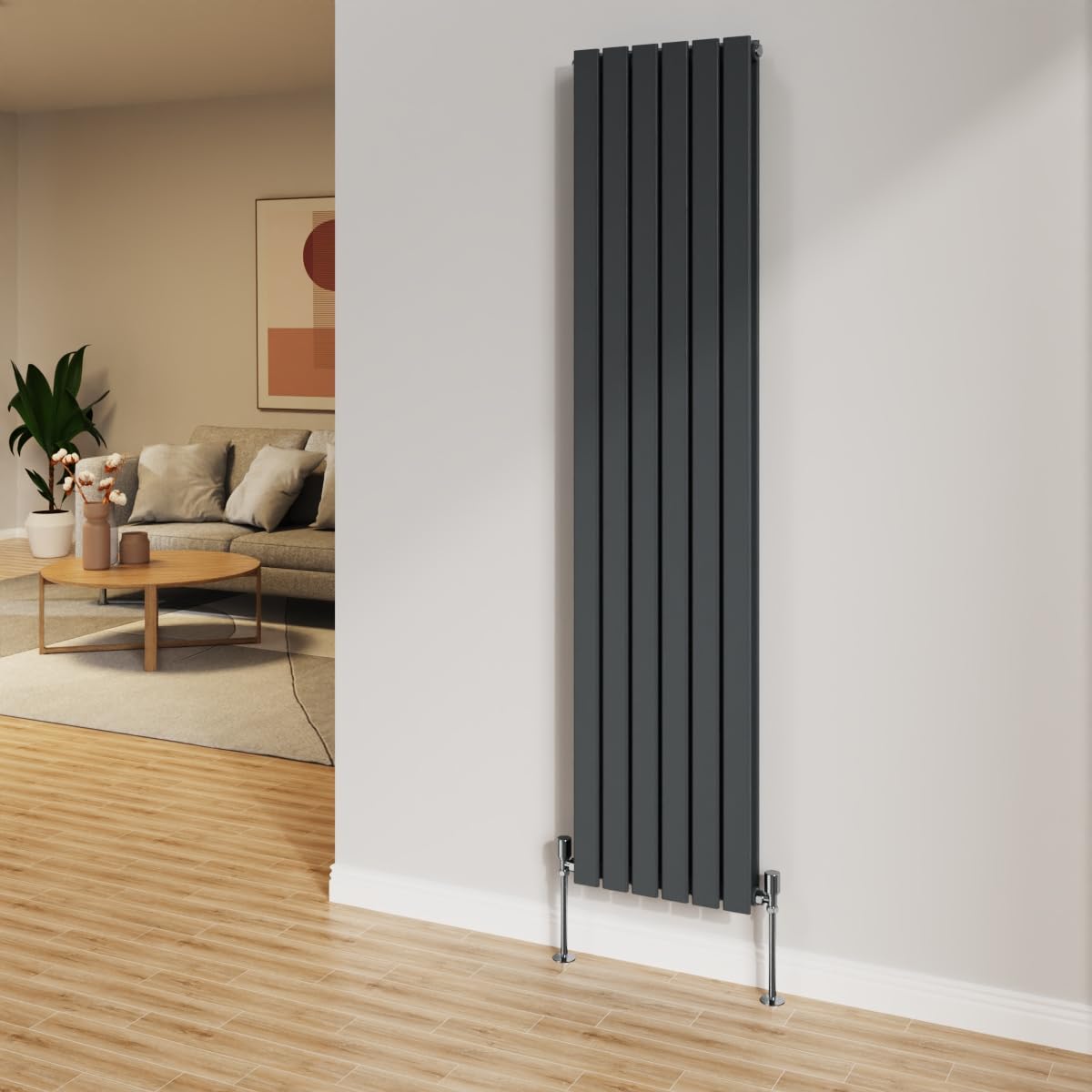 Nrg Anthracite 1800X408mm Radiator Vertical Flat Panel Bathroom Designer Double Rad Central Heating