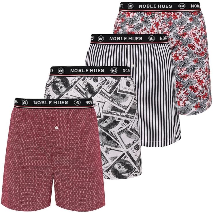 Noble Hues Mens Underwear Cotton Boxers Pack - Mens Boxers with Everyday Comfort, Cool & Breathable Boxers for Men