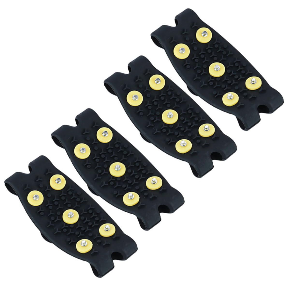 UKCOCO 2 Paires Couvre-Chaussures Antidérapantes TPE Noir 5 Griffes Jaunes pour Garçon et Filles et Hommes, Faciles à Enfiler, Crampons Neige pour Randonnée et Chasse en Hiver