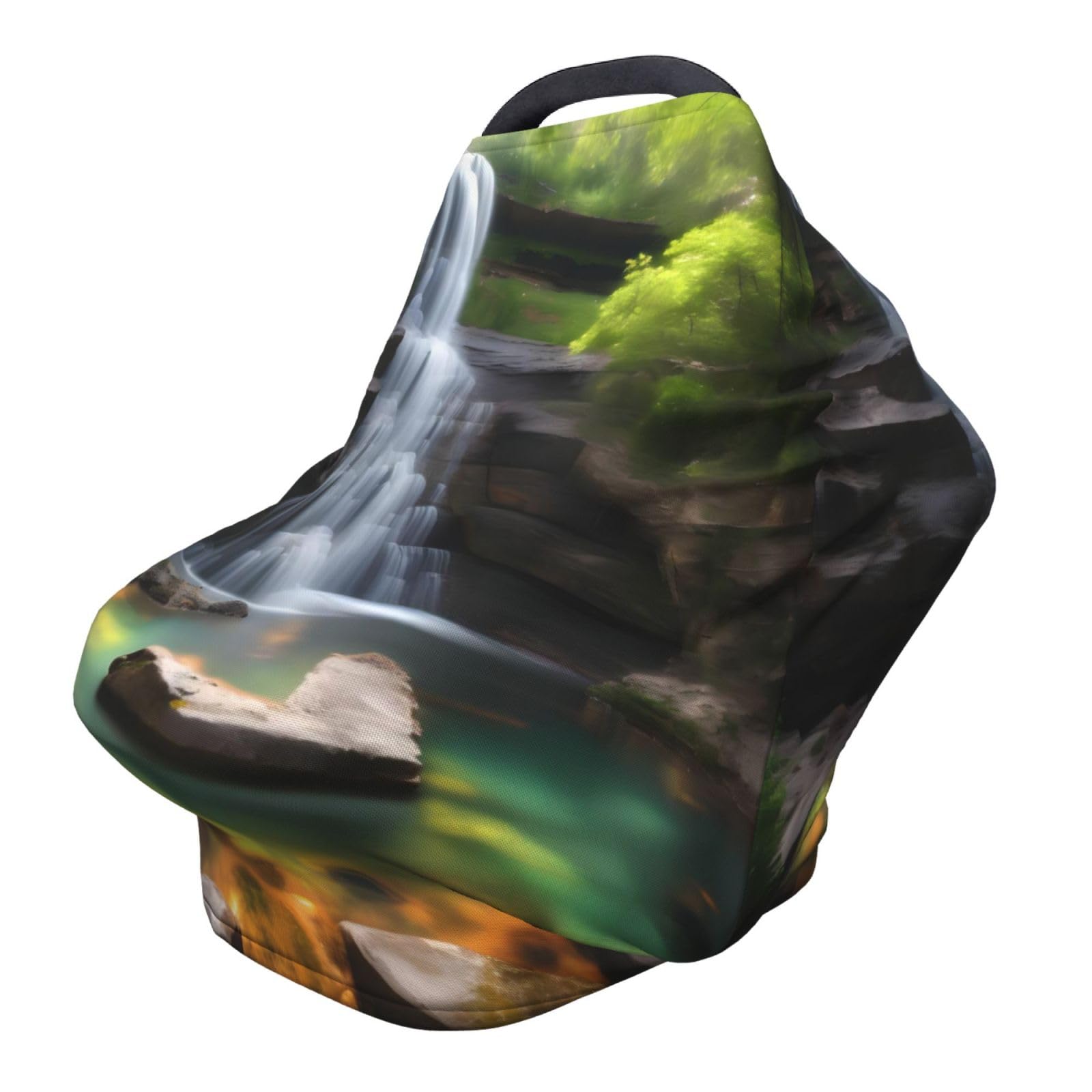 XZDHYZ Waterfall Views Versatile full-print Stroller Chair Cover/Nursing Cover, specially designed for your baby, Black