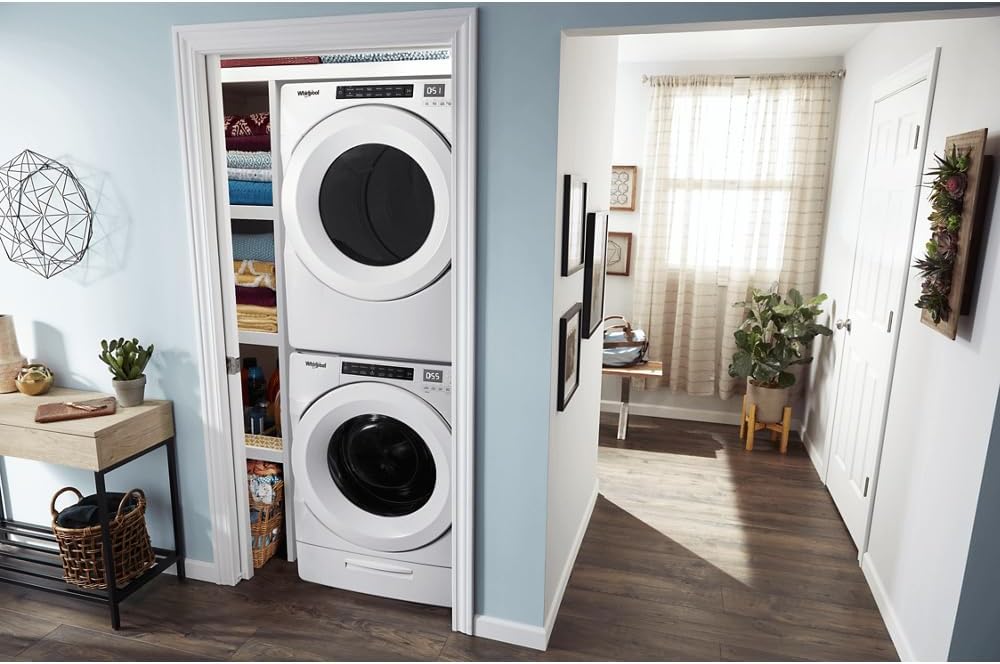 Whirlpool 4.3 cu. ft. White Closet Depth Stackable Front Load Washing Machine with Single Dose Dispenser