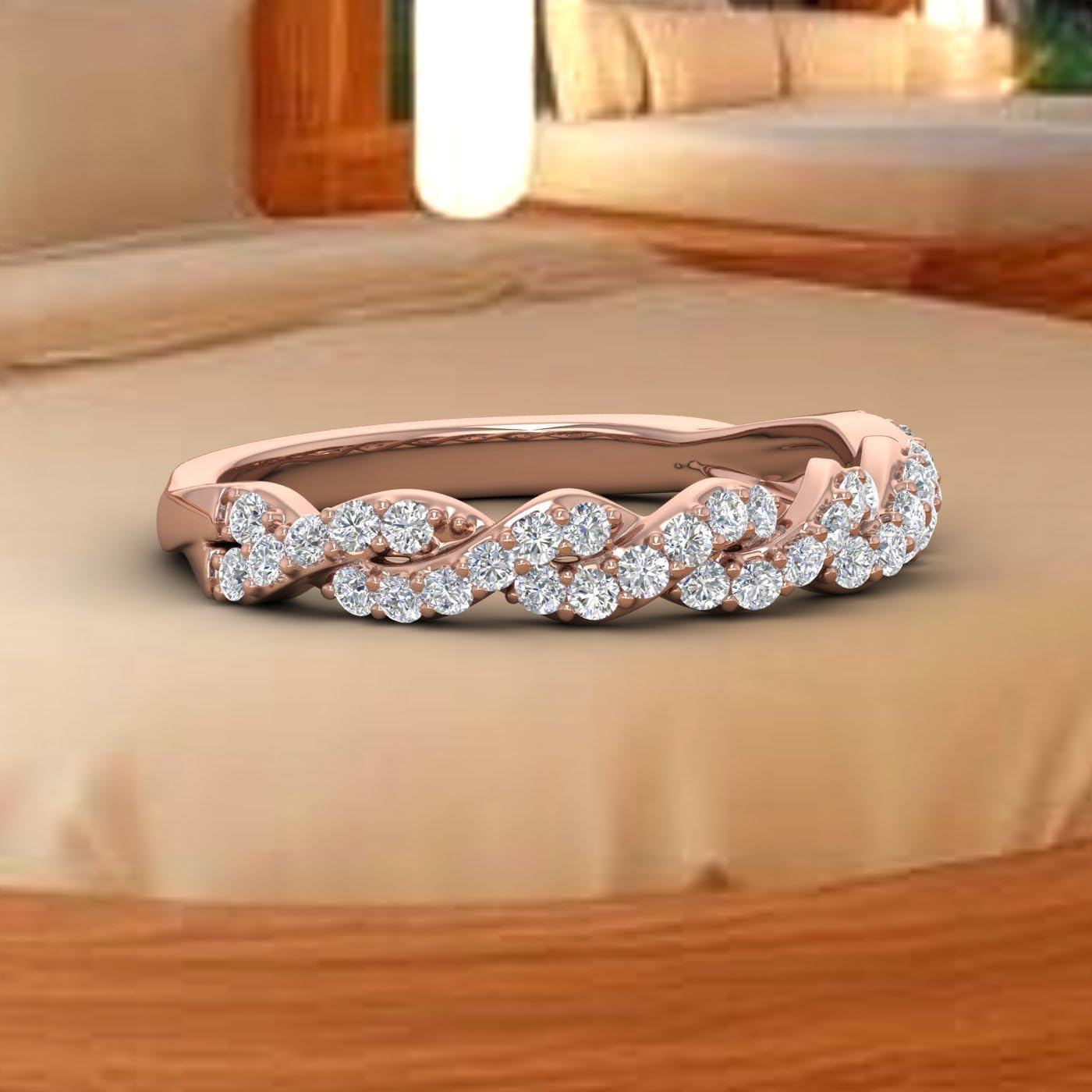 1/3 Carat Diamond Twisted Wedding Band Ring in 10K Gold