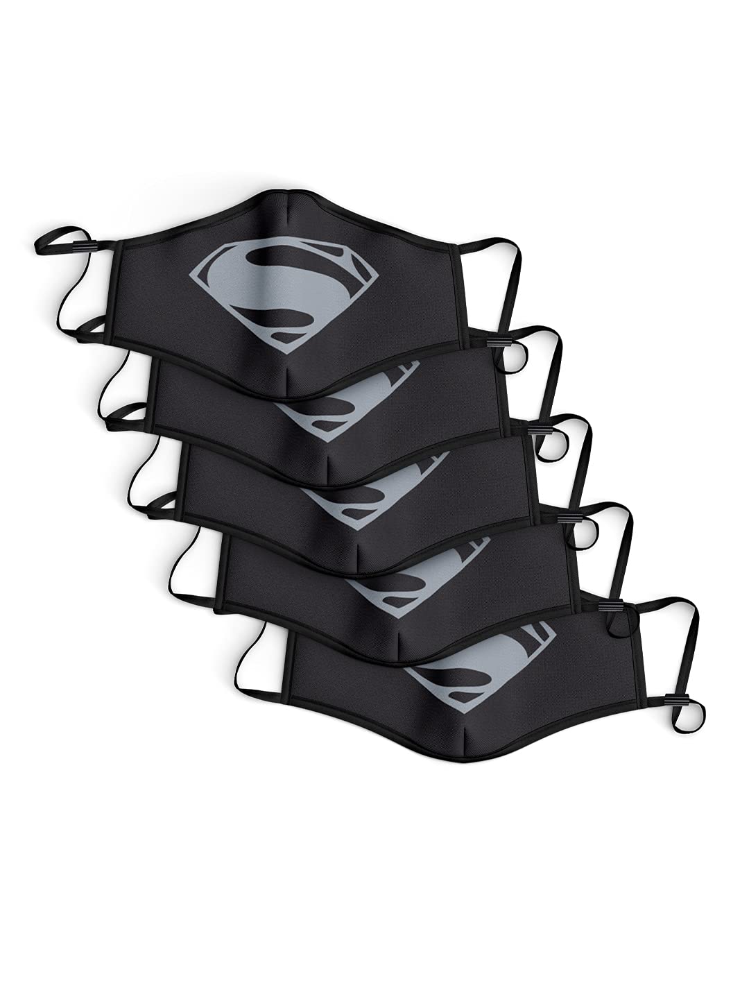 The Souled Store Pack of Five: Superman Logo (3 Ply Face Mask) Mens and Boys Graphic Printed Cotton Masks Multi-Colored