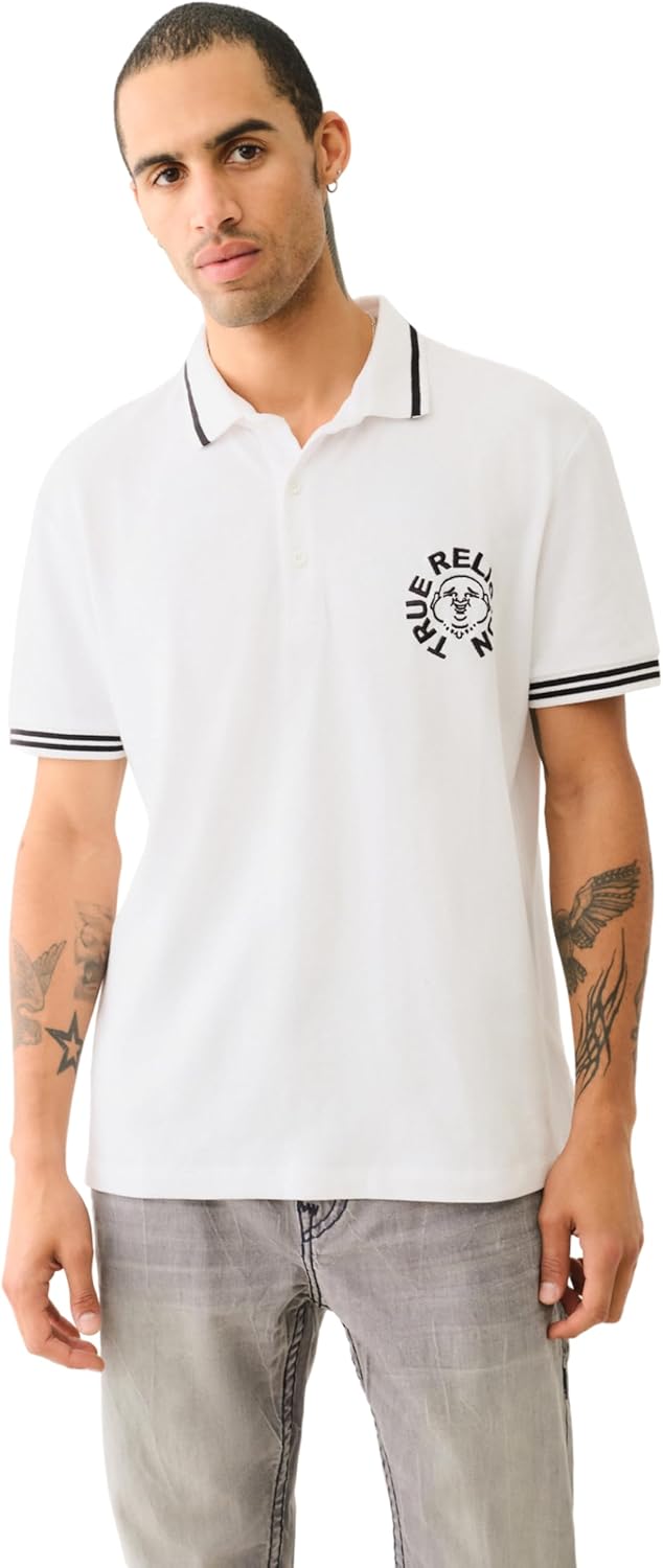 True Religion Mens Ss Buddha Face Polo