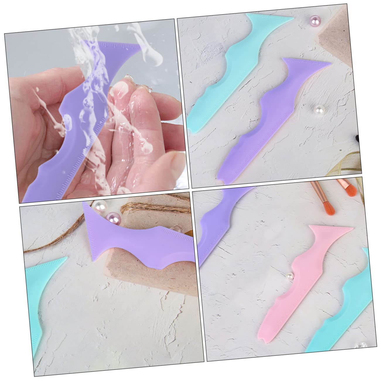 DOITOOL 6pezzi Stencil Per Eyeliner in Silicone Riusabile Per Makeup Strumento Per Ombretto e Eyeliner Design e Facile Usare Colori Blu