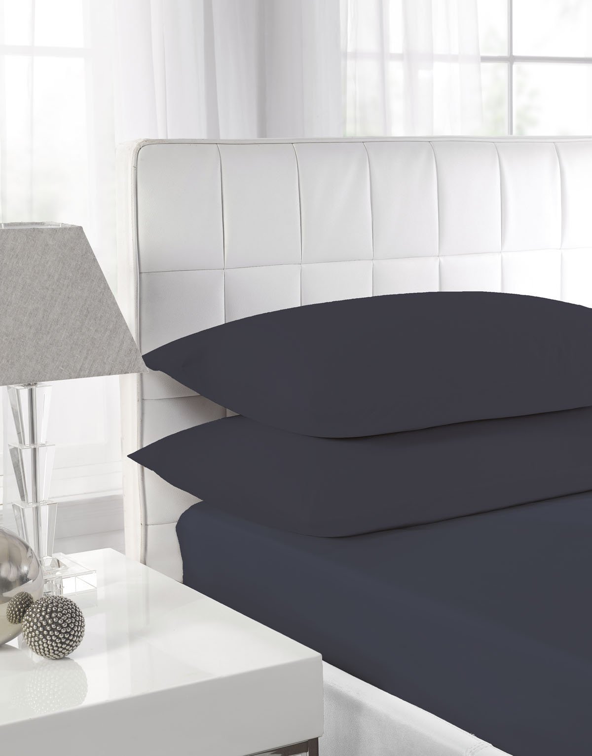 Textiles Direct Easy Care Polycotton Black Double Flat Sheet