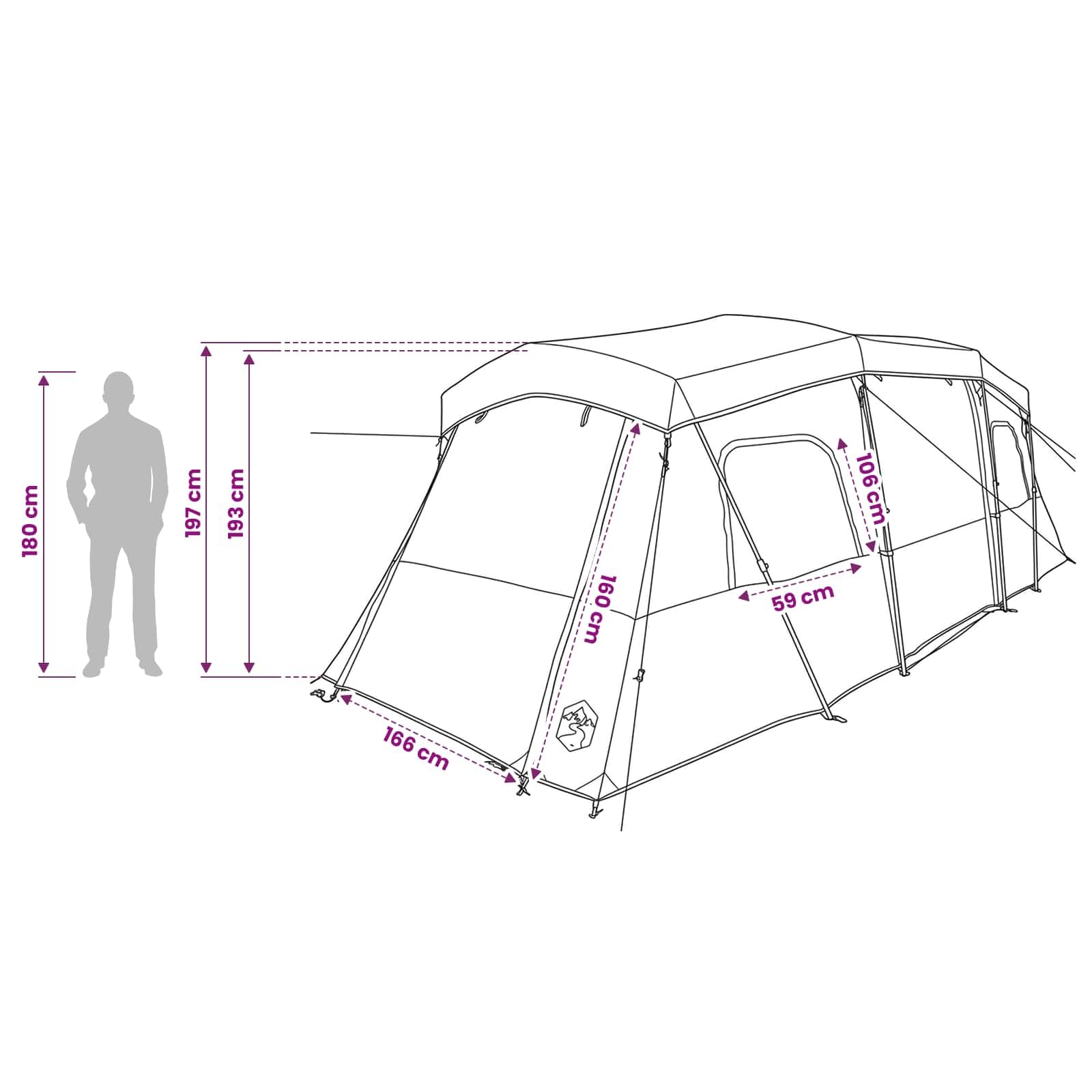 vidaXL Tienda de campaña instantánea con mosca impermeable para 3 personas, instalación rápida