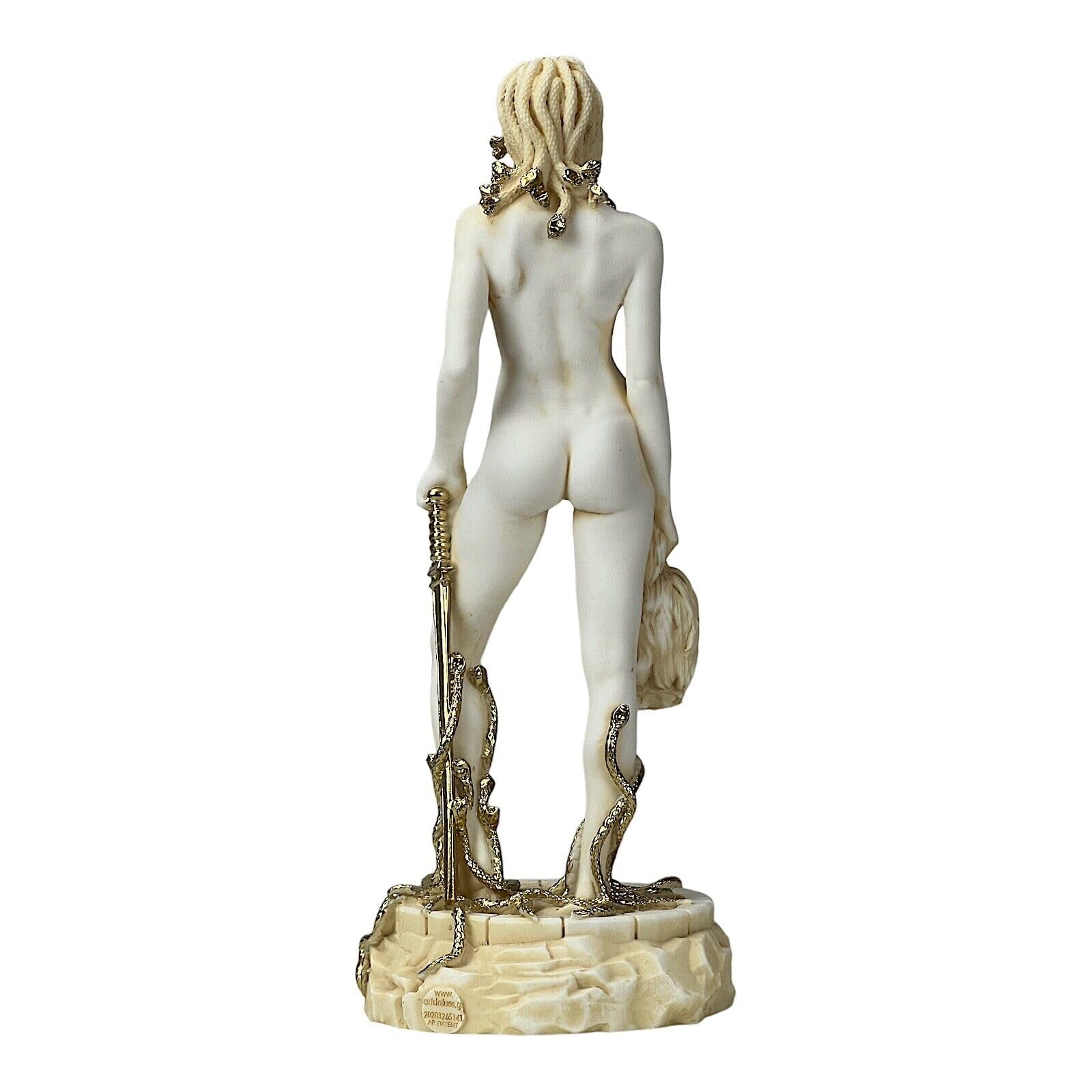 Medusa mit Kopf des Perseus Me Too Bewegung, Statue, Skulptur, Antikfarbe, 25 cm