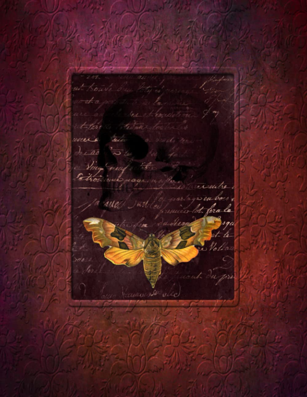 Gothic Red with Skull and Moth Composition Notebook, Sketchbook, Journal: Blank College Rule Lined Notebook/Sketchbook 8.5x11 120 Pages