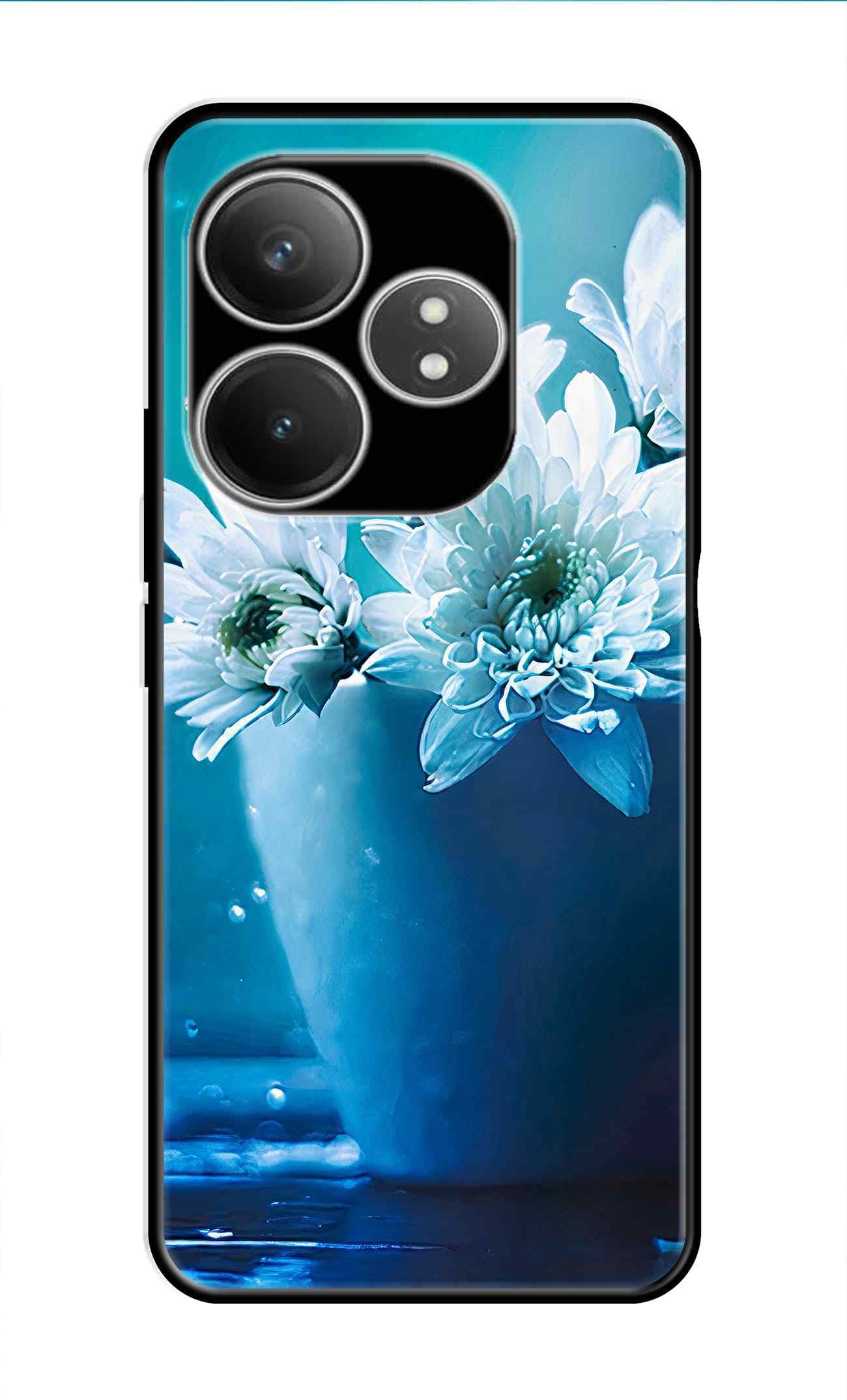 Metal TPU Printed Back Cover for Realme GT 6 5G (Flower Vase) 360 Degree Protection | Camera Protection -25092024(I)
