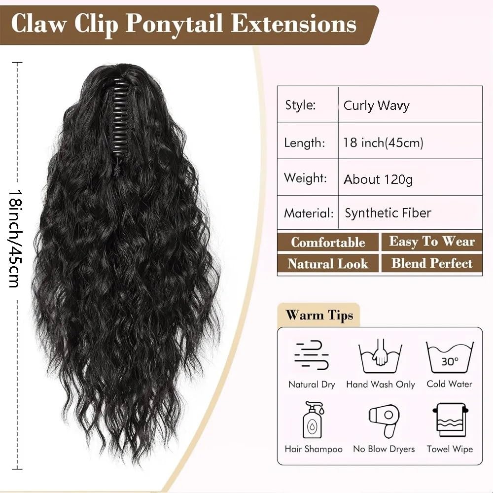 Extensiones Ponytail de cola de caballo de 45,72 cm con cola de caballo con clip en la cola de caballo, pelo sintético de aspecto natural para mujeres (30H27)