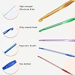 Hseonmauyi 5 Sizes Aluminum Crochet Hook Knitting Needles Kit, 5 Pieces | Ergonomic Crochet Hooks Set, 2mm 2.5mm 3mm 4mm 6mm Colorful Metal Needle for Beginners and Experienced