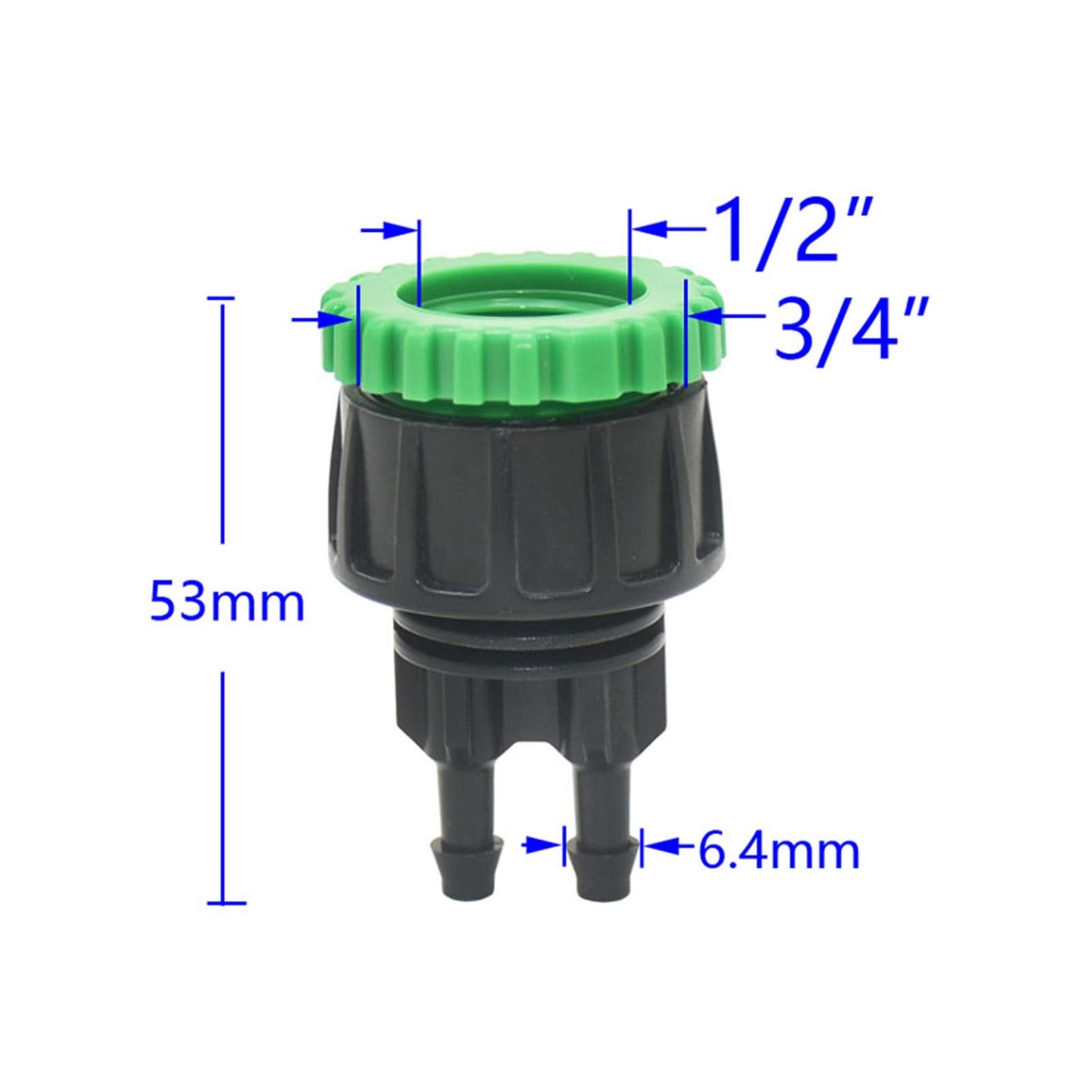 Conector de manguera 10 piezas de grifo de jardín de 2 puertos Desviador de manguera Y Rosca interna for válvula de riego 1/2 3/4 a 5/8 1/4 "Conector rápido for manguera de agua