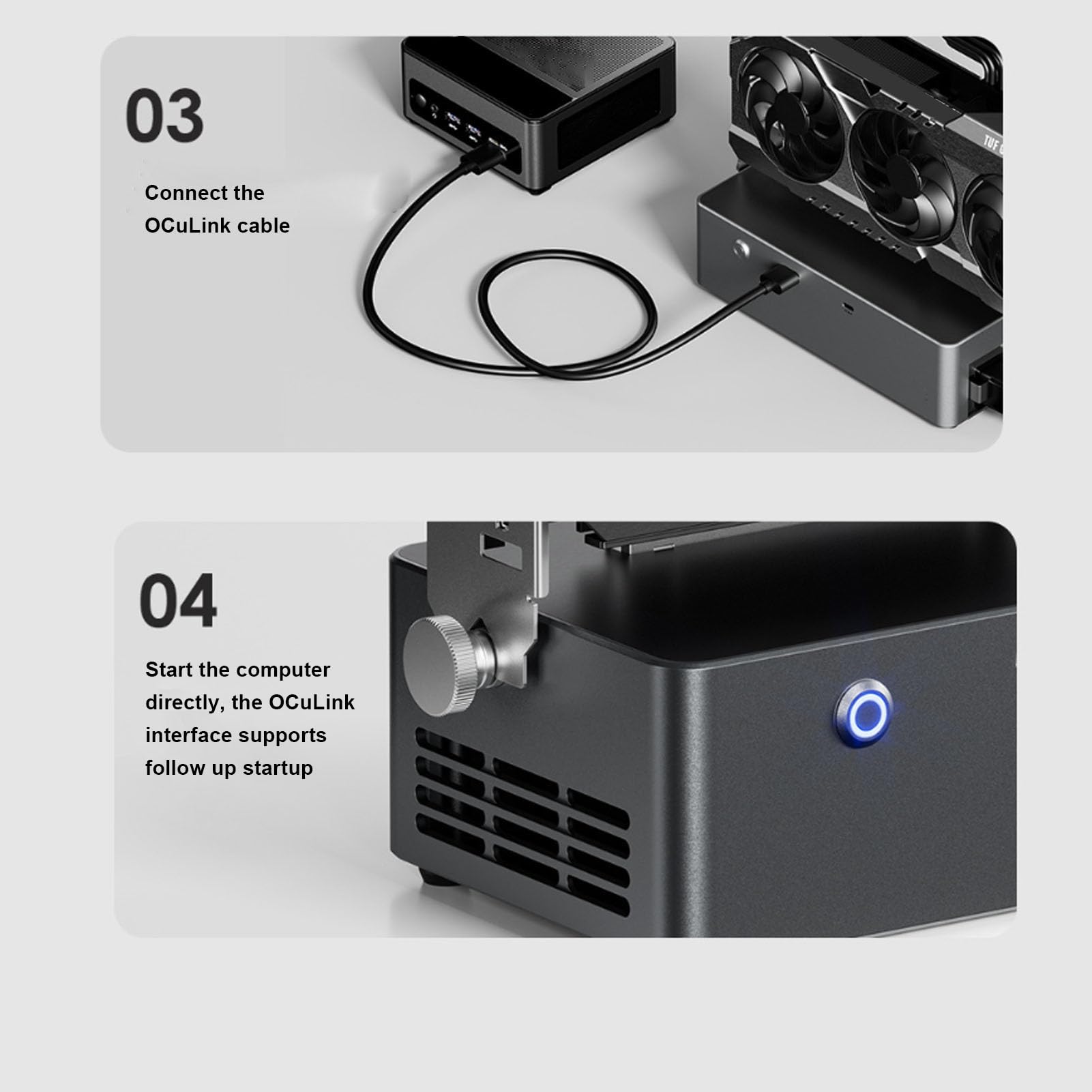 Tosuny Zewnętrzna Stacja Dokująca GPU, Stacja Dokująca Karty Graficznej z Zasilaczem 800 W, łączność Oculink i USB4, Obsługa Procesora Graficznego o Mocy do 600 W do Edycji Wideo W (Wtyczka brytyjska)