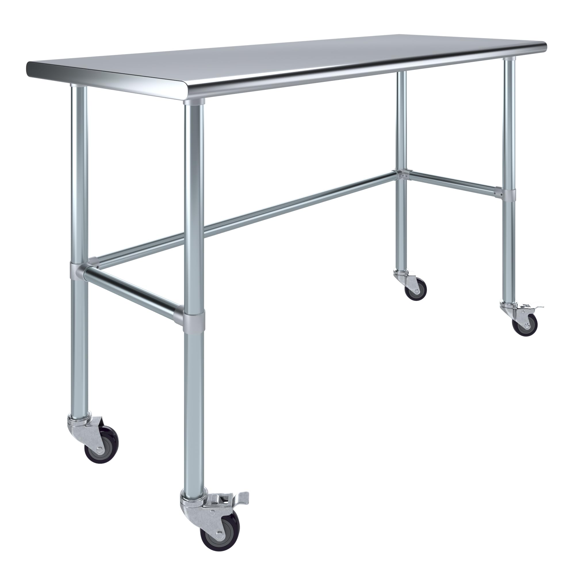 Heavy Duty Stainless Steel Prep Work Table with Crossbar 24 x 60 and Casters Wheels - NSF