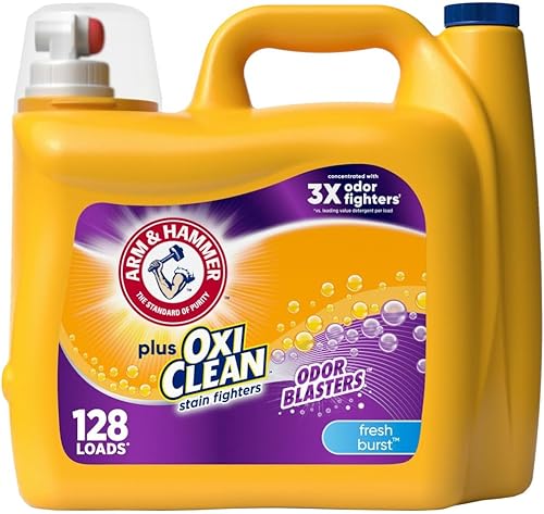 Arm & Hammer Plus OxiClean Odor Blasters Fresh Burst, detergente líquido para ropa de 128 cargas, 166.5 onzas líquidas