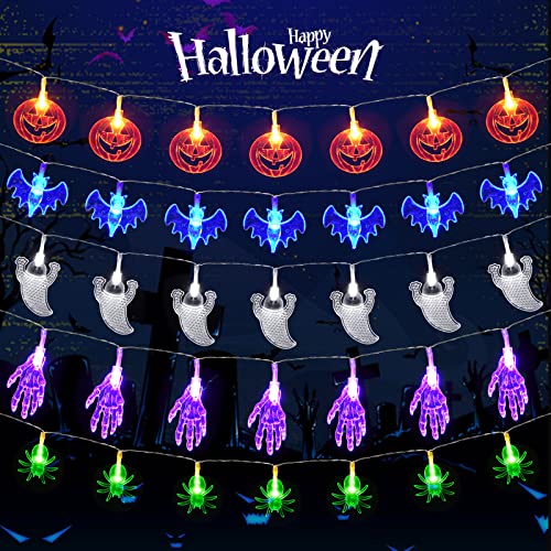 5 Luci Fantasma Di Halloween A LED Con Batterie, Decorazioni Impermeabili Per Interni/Esterni, 5 Espressioni Diverse