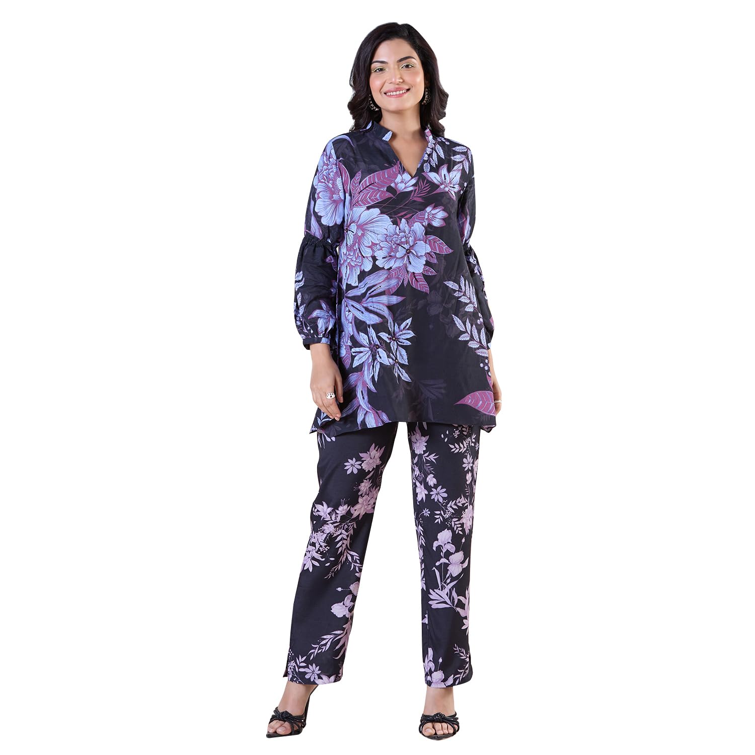 navyasa by liva navyasa black liva satin digital print co-ord set for women-picture-47