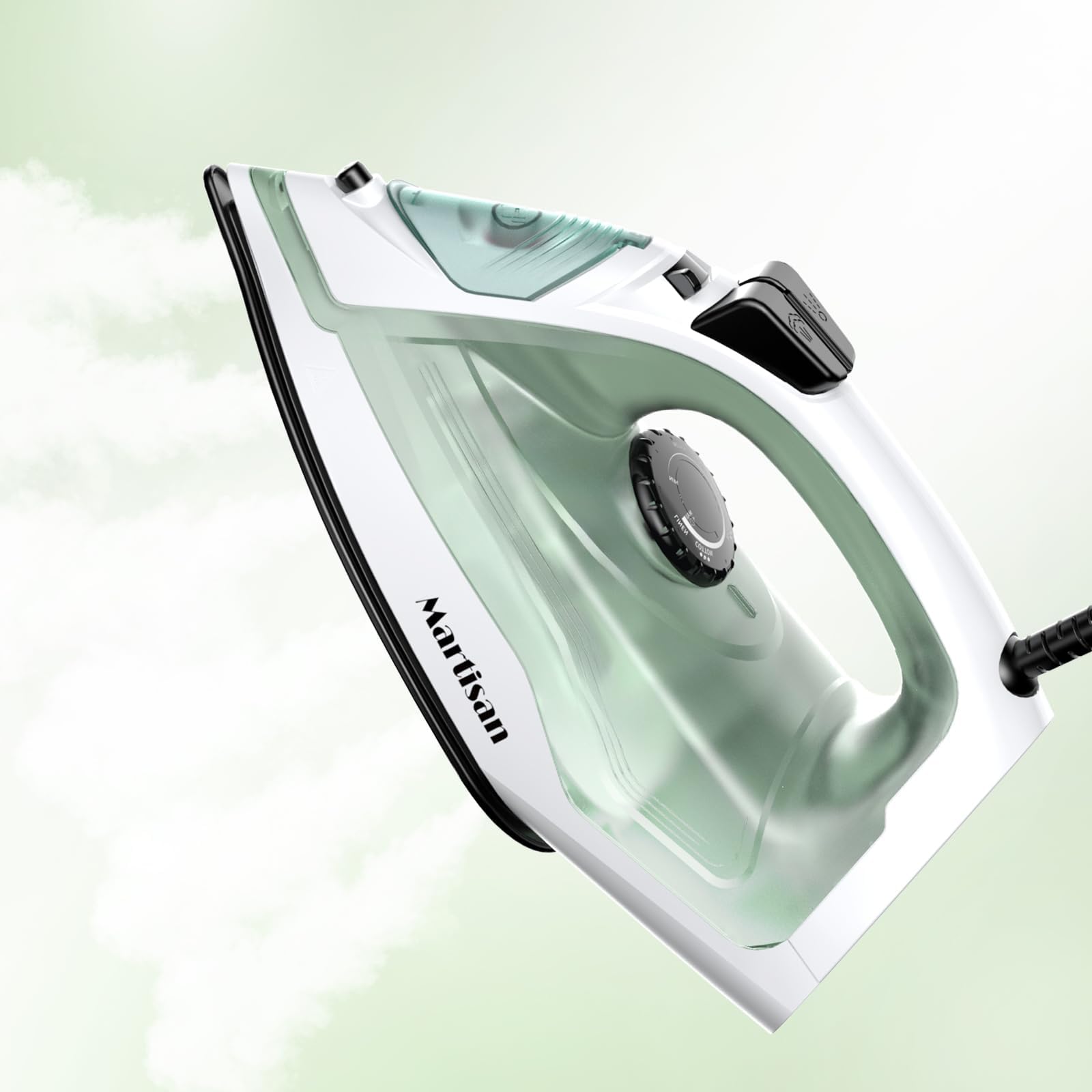 Martisan Powerful Steamer, New Version, Fits for Nearly All Fabrics, Anti-drip, Anti-calc, Self-cleaning, Fast Heating, Smooth Soleplate, Mini Iron, Strong Steam Burst, Green Steam Iron for Clothes