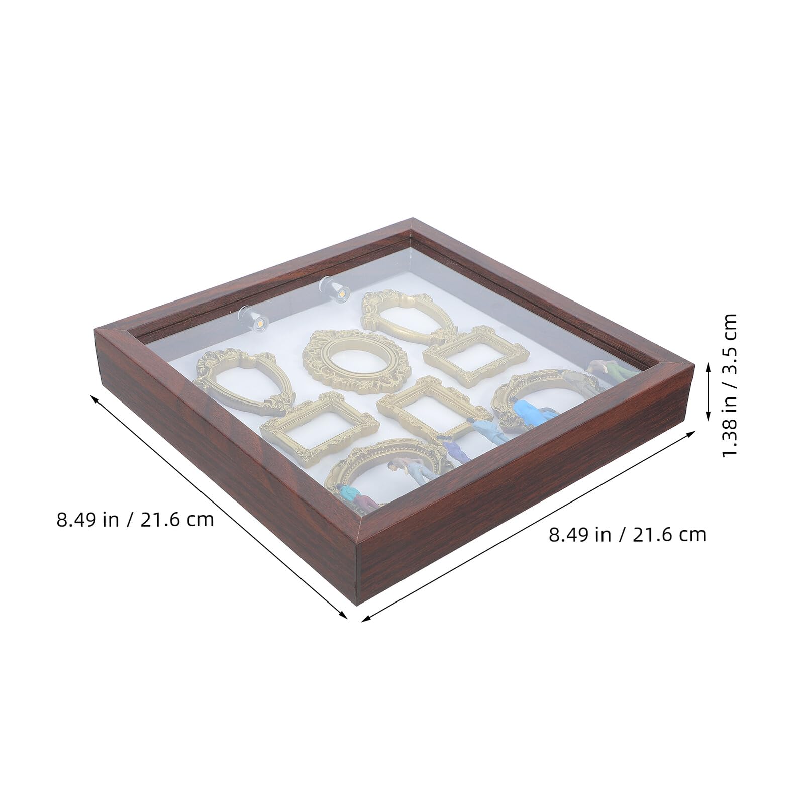 Mini Muzealne Pudełko Ramka Do Zdjęć z Figurkami Drewniane Shadow Box Do DIY Przenośna Dekoracja Pamiątkowa Kolorze Jasnobrązowym