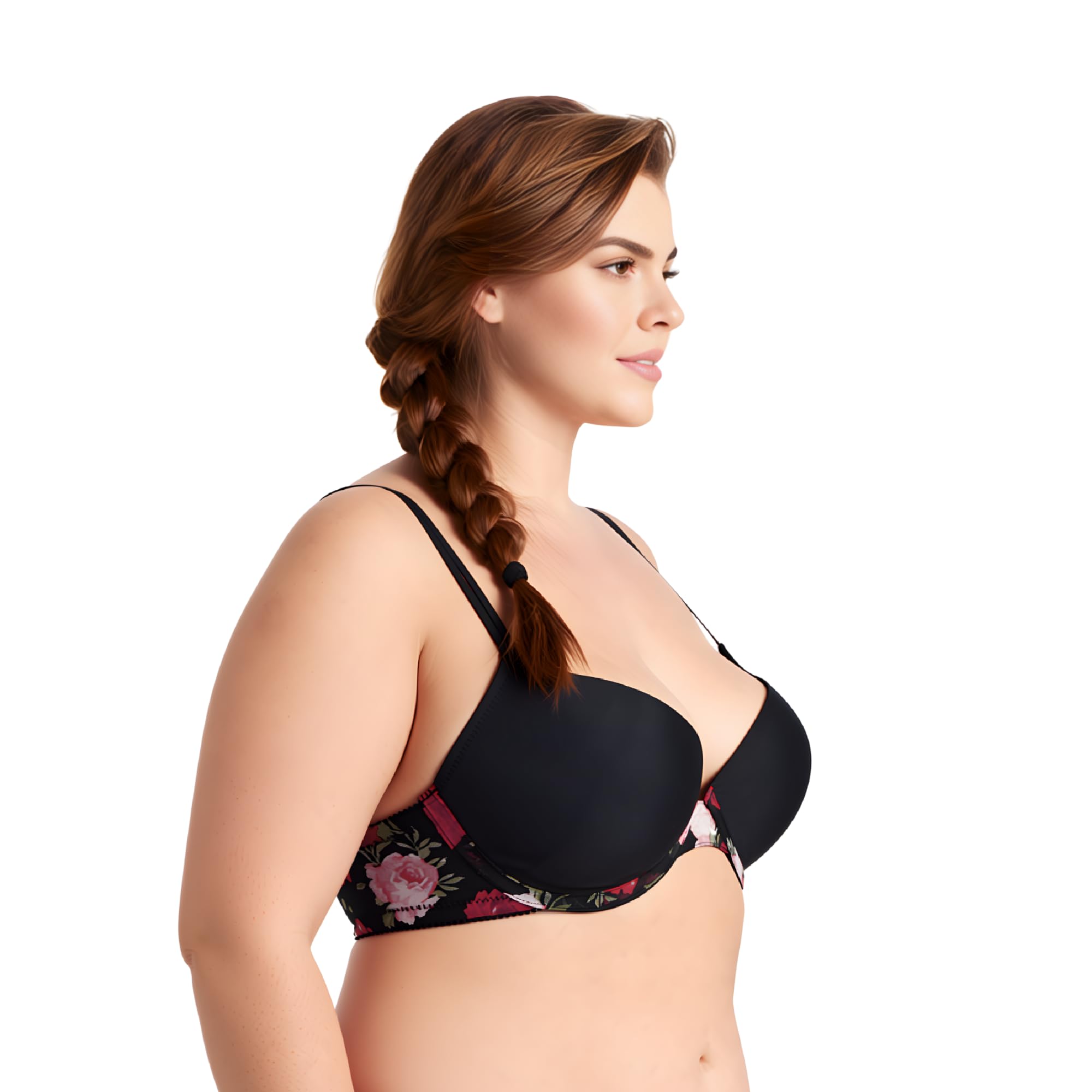 Curve Muse Reggiseno Leggero, +1 Tazza, Ferretto, Reggiseno per T-Shirt | Push-up, Stampato, Imbottito, Balconcino, Traspirante, Spalline regolabili