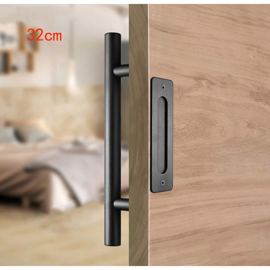 Maniglia per Porta, Maniglia per Porta Scorrevole del Fienile in Ferro Resistente e Set di Maniglie da Incasso, Finitura Verniciata a Polvere Nera, Installazione Facile (Dimensioni : Length6