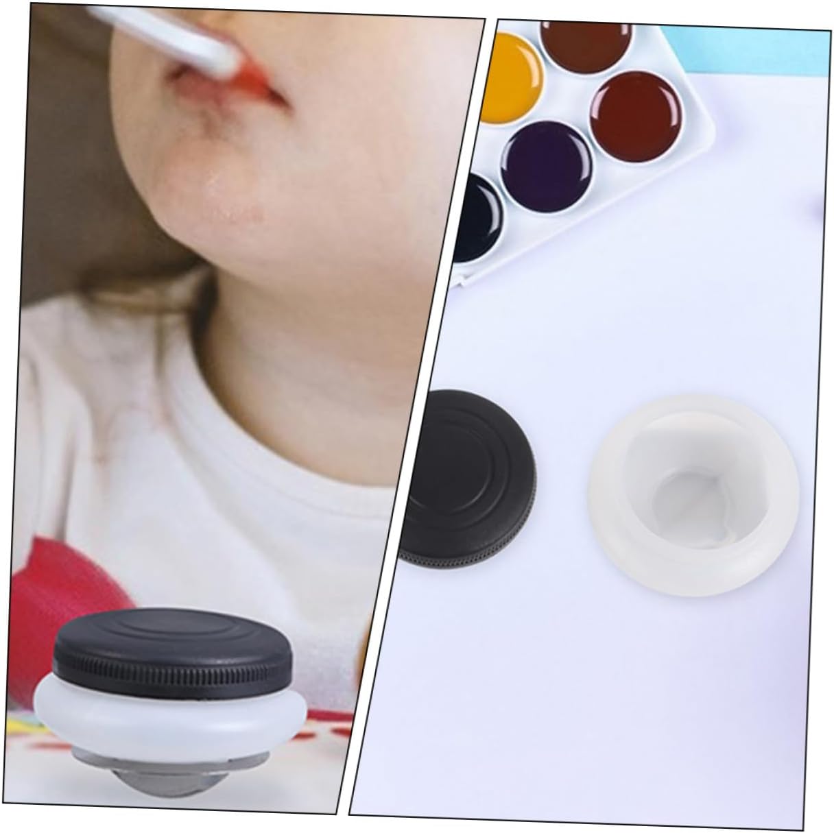 Zerodeko 2pcs Stainless Steel Portable Double Palette Cup with Lid for Oil Painting Paint Container with Clip Convenient Paint Mixing and Cleaning Holder for Artists