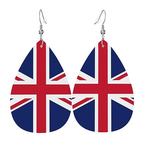 Flag Teardrop Earrings Faux Leather Dangle Earrings for Women Lightweight
