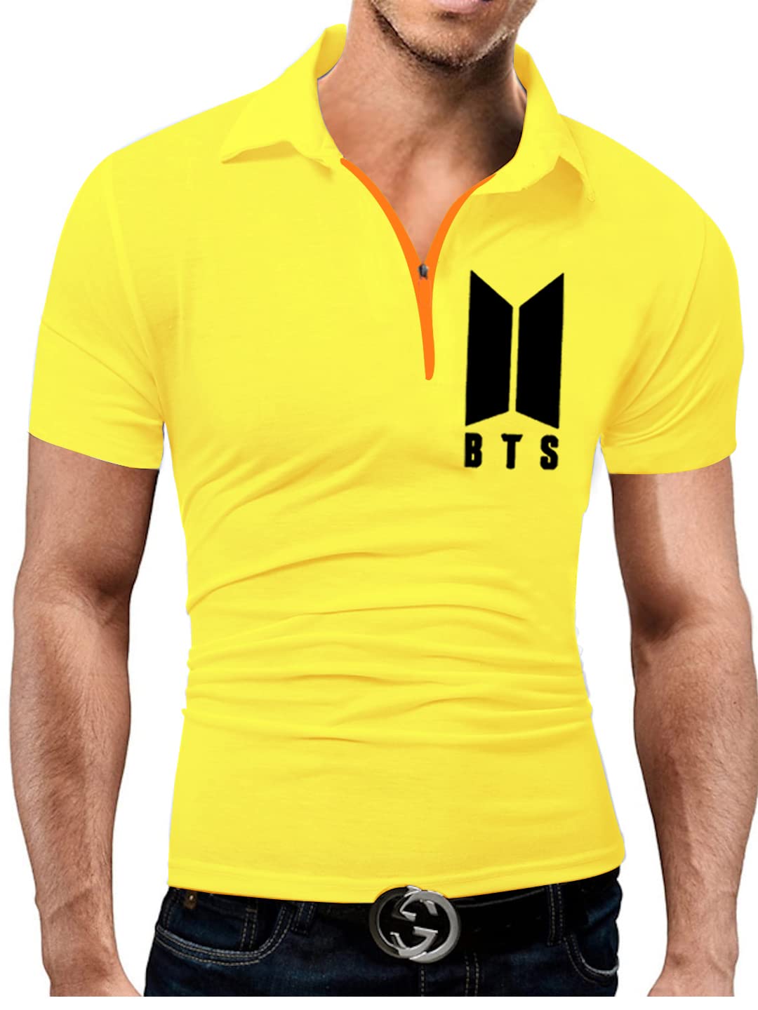 FASHION AND YOUTHBts Printed Polo Collar Shirt