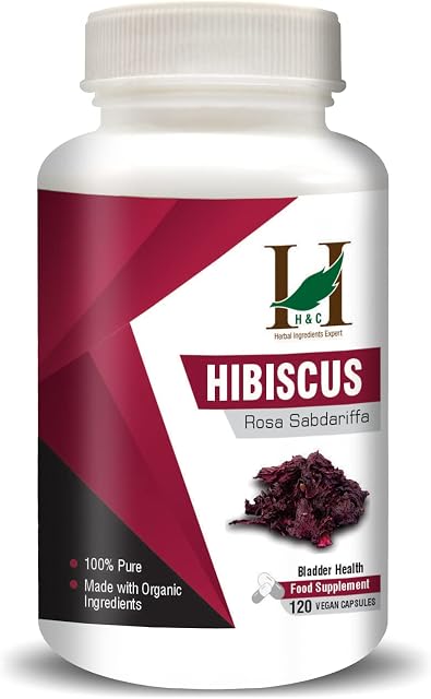 H&C Hibiscus Capsules (Rosa Sabdariffa) - 900mg per Serving, 120 Vegan Capsules | Detoxification