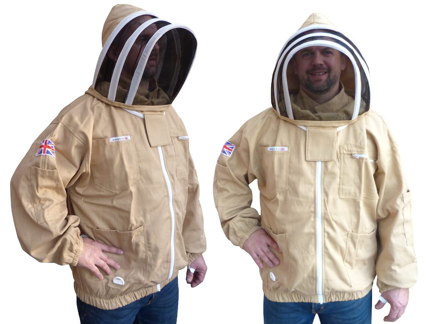 AGS Giacca per apicoltura in cotone oliva, abbigliamento professionale per apicoltura, abbigliamento di alta qualità, giacca protettiva per vespe, protezione per api (3XL)