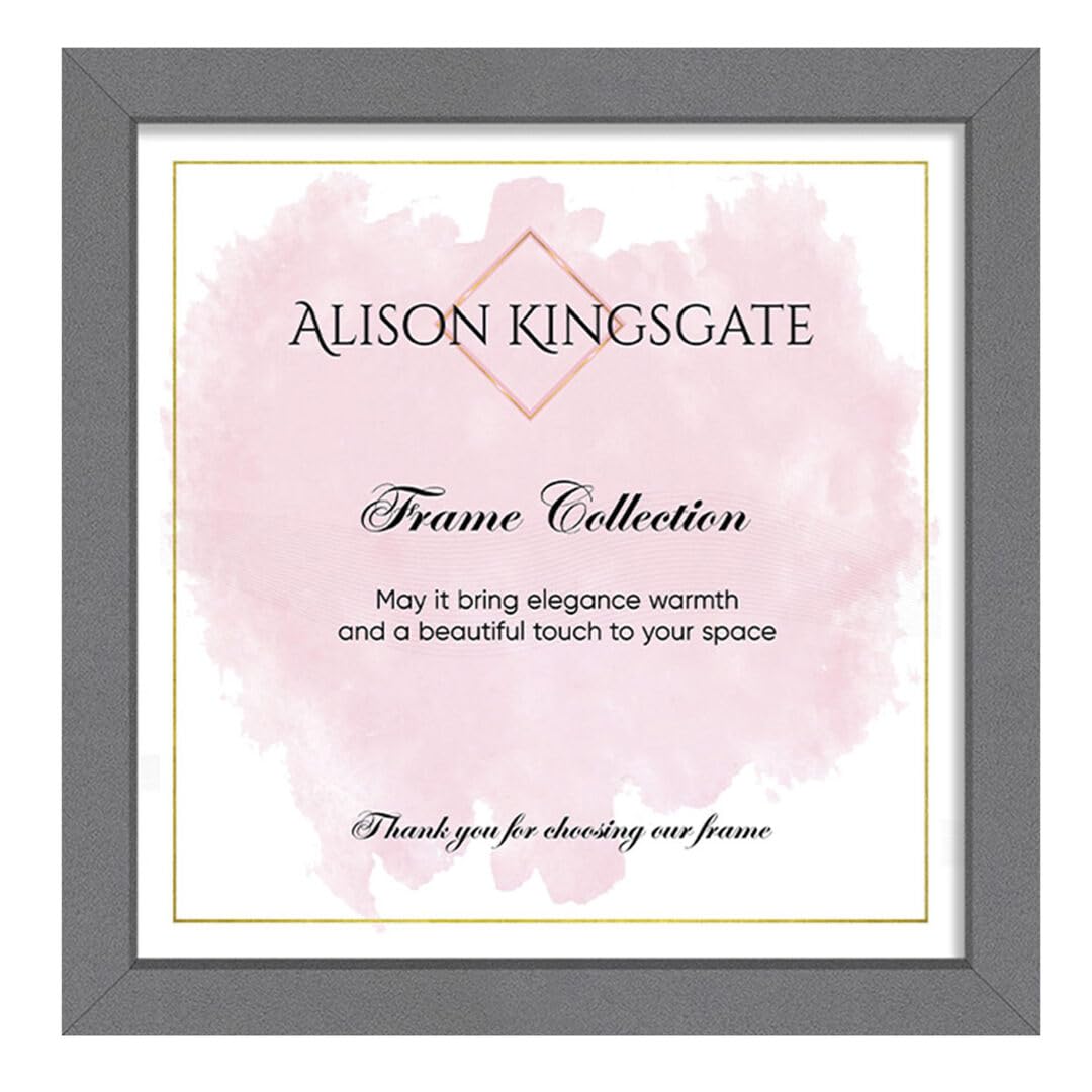 Alison Kingsgate Thin 15X15 Dark Grey Photo Frame-Engineered Wood Picture Frames with Shatterproof Perspex - Ideal for Certificates-Wall Mount or Tabletop - Multiple Sizes & Colours Available