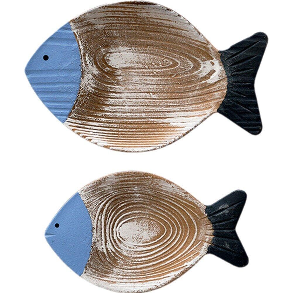 Poisson en bois 3D déco murale lot de 2 pour rompre la monotonie des murs