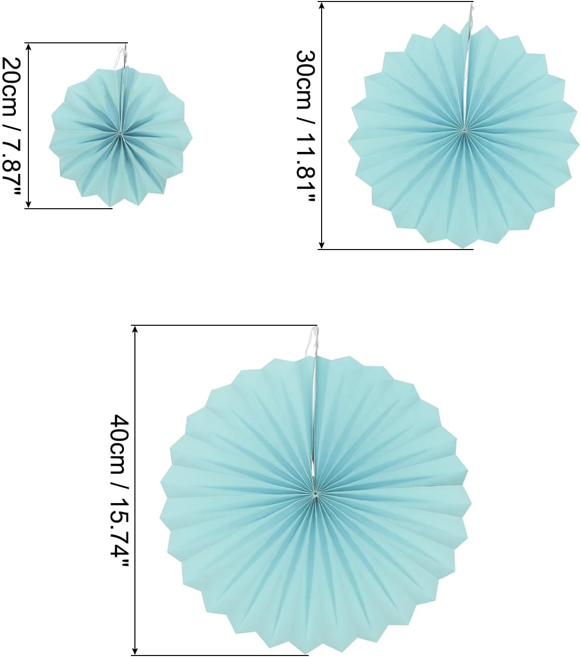 MECCANIXITY Hanging Paper Fans Party Set 6Pcs Round Pattern Hanging Paper Fans Decoration for Home Shop Wall Birthday Wedding Graduation Events(Blue)