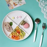 Vista 3 de Plato blanco con 4 compartimentos divididos para aperitivos, platos de frutas de grado alimenticio sin BPA, 1 paquete