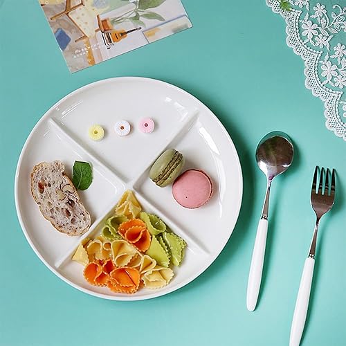 Miniatura 4 de Plato blanco con 4 compartimentos divididos para aperitivos, platos de frutas de grado alimenticio sin BPA, 1 paquete