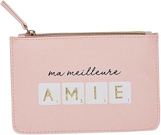 DRAEGER Paris - Petite Pochette à Zip Ma Meilleure Amie - 20 x 13 cm - Rose - Pochette de Rangement, Trousse de Maquillage, Accessoire de beauté, Format Voyage, Idée Cadeau pour Femme