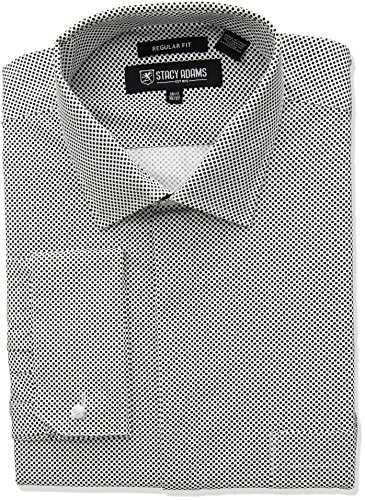 STACY ADAMS Men's Big and Tall Mini DOT Classic FIT Dress Shirt, Black, 22