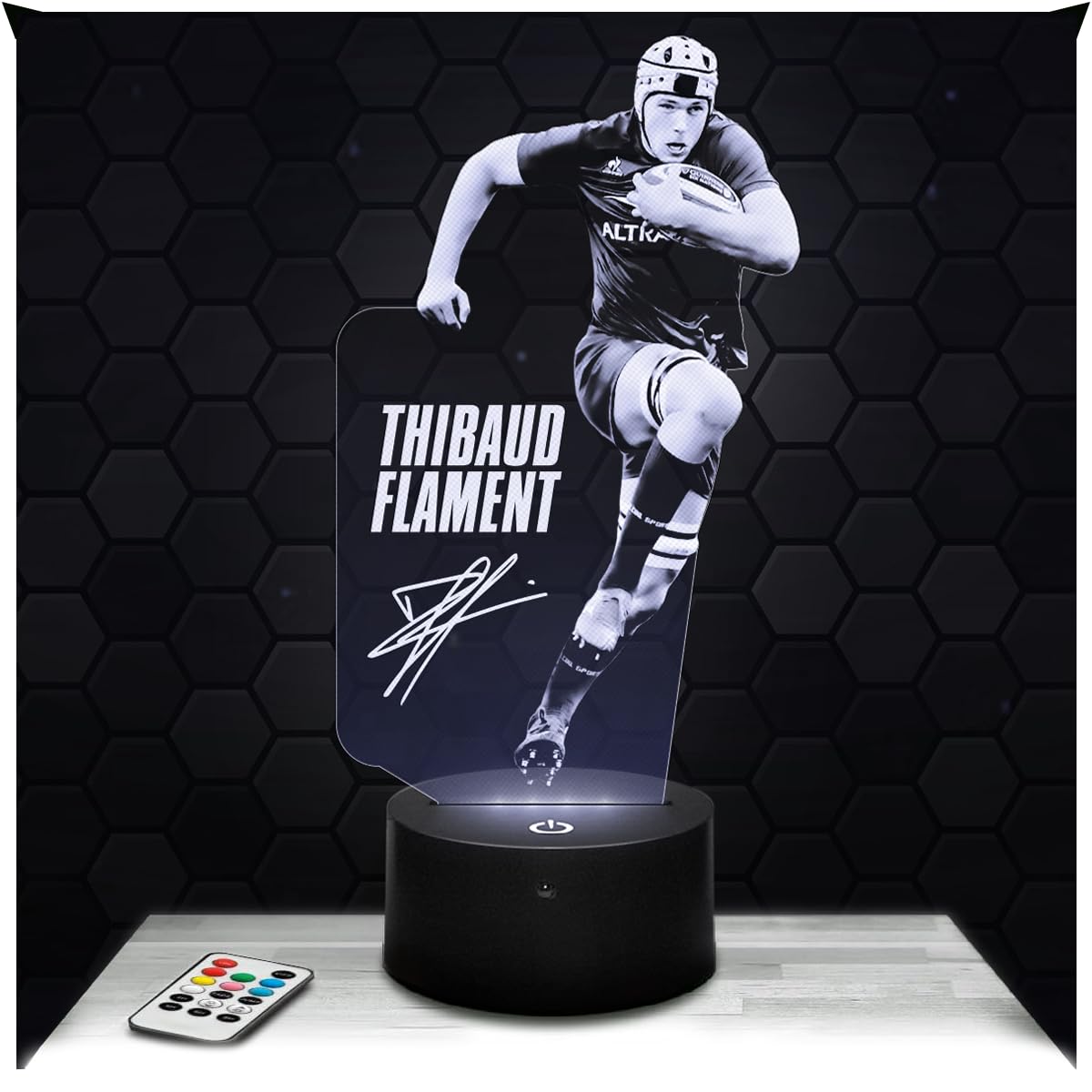 Lampephoto.fr - Thibaud Flament Rugby 3D Lamp, Decoration France Rugbyman Athlete, Gift Idea for Men Thibaud Flament Rugby Adult Night Light Room Decor, Original Christmas Gift Idea for Men, Gifts