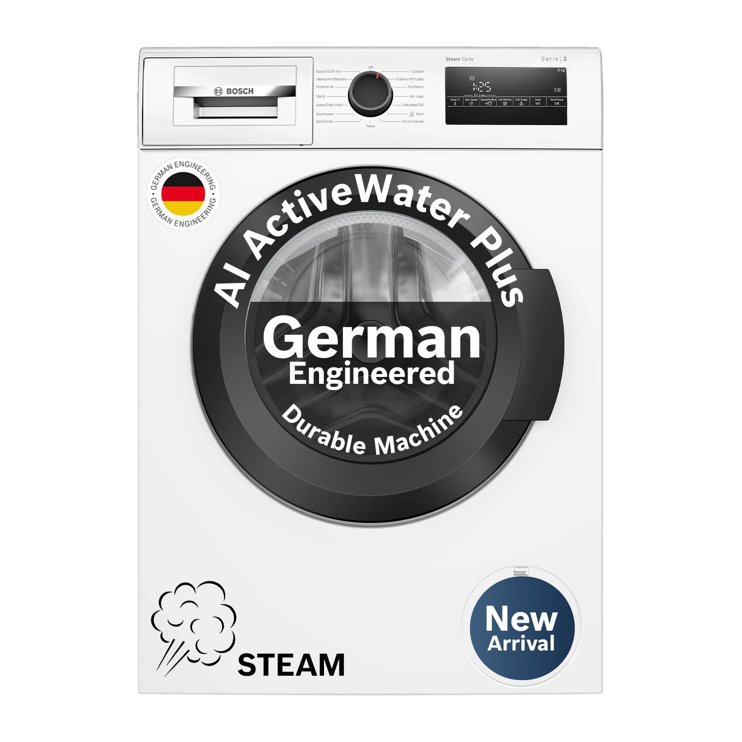Bosch 8KG 5 Star Fully-Automatic Front Loading Washing Machine (WAJ28260IN,White,AI Active Water Plus,In-Built Heater)-image-39