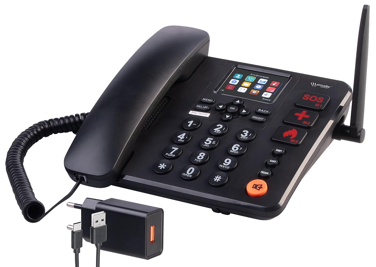Communications Dual SIM Telefon: 4G-Tischtelefon, Notruf, SMS, Versandrückläufer (SIM Lock frei Telefon, 4G-Tischtelefon mit Dual)