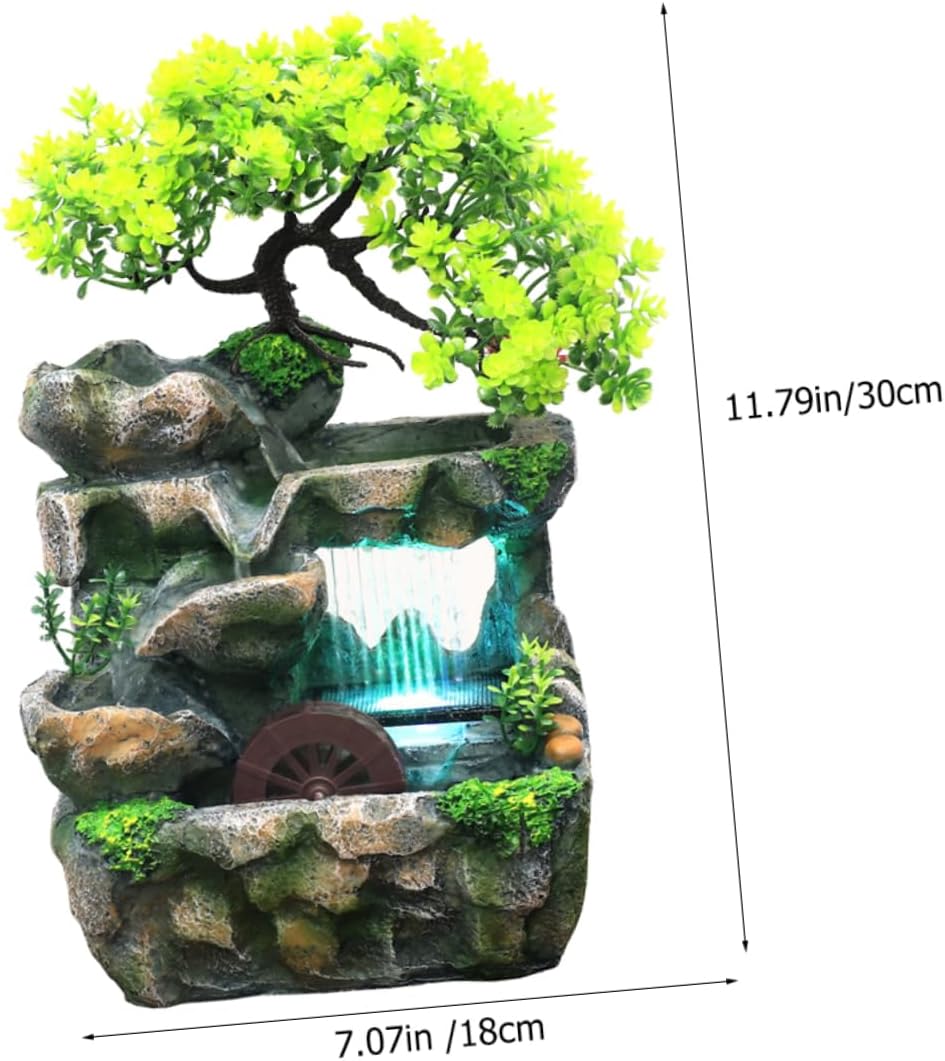 Decorative Room Water Fountain Mini Tabletop Waterfall Zen Home Decor for Stress Relief